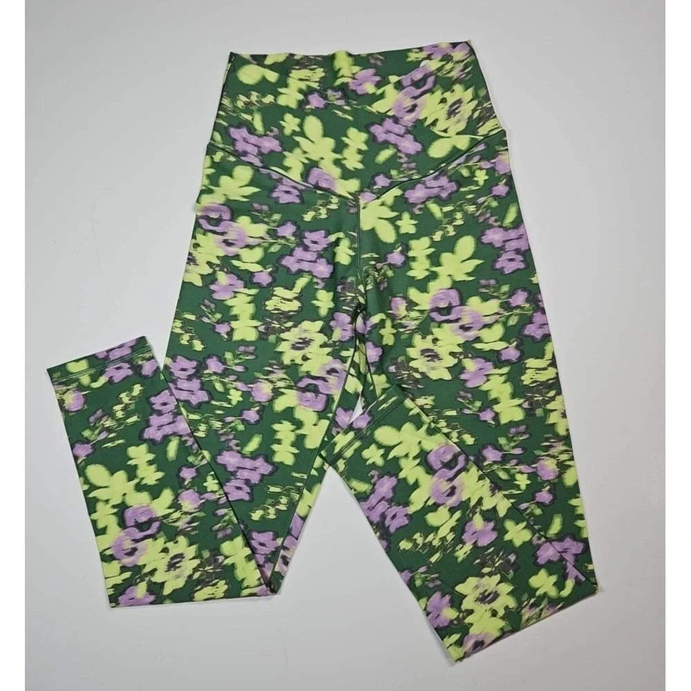 OFFLINE by Aerie Real Me High Rise 7/8 Leggings Green‎ Floral Size Large NWOT